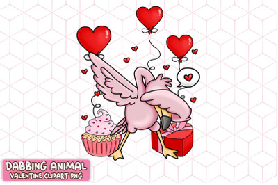 Cute Flamingo Dabbing Valentine Heart