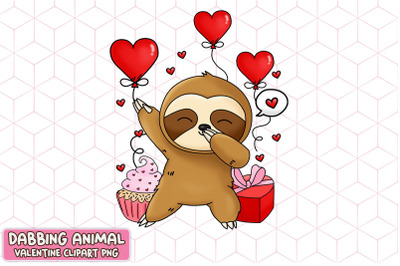 Cute Sloth Dabbing Valentine Heart