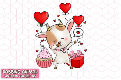 Cute Goat Dabbing Valentine Heart