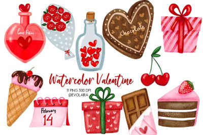 Watercolor Valentine&#039;s day Clipart Valentine PNG Wedding Graphics