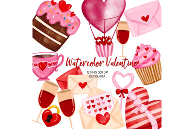 Watercolor Valentine&#039;s day Clipart Valentine PNG Wedding Graphics
