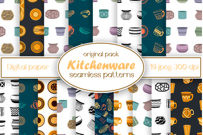 Kitchenware seamless digital paper, pattern kitchen utensils