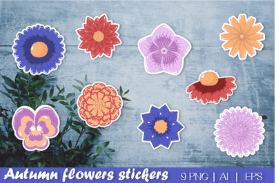 Autumn flowers png sticker pack