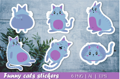 Blue Cat Sticker bundle&2C; Printable and Digital Stickers