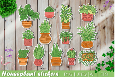 Houseplants in pots PNG | Potted flowers printable stickers