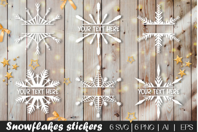 Snowflakes split svg | Snowflake Monogram PNG