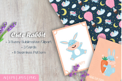 Cute cartoon bunny sublimation clipart