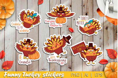 Funny Thanksgiving Turkey Sticker PNG