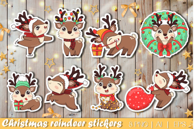 Christmas reindeer Printable Stickers PNG | Deer bundle