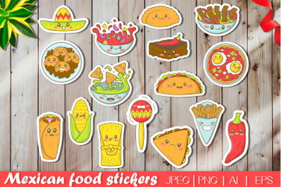 Kawaii Mexican Food printable stickers |Fast Food PNG