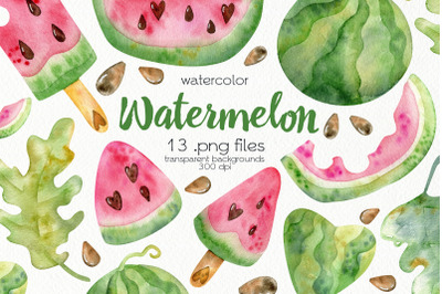 Watercolor Watermelon Clipart - PNG Files