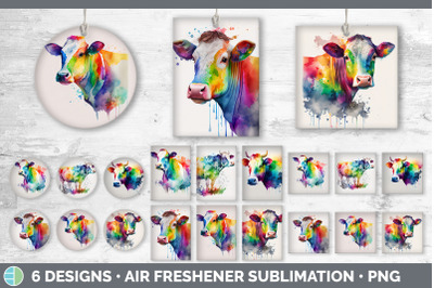 Rainbow Cow Air Freshener | Sublimation Designs Bundle