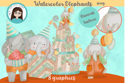Watercolor birthday elephant