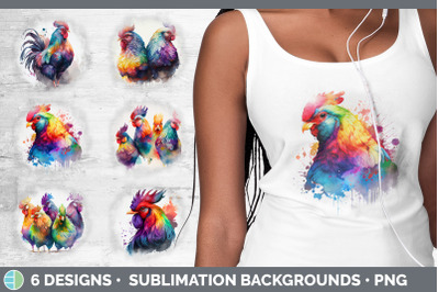 Rainbow Chicken Background | Grunge Sublimation Backgrounds