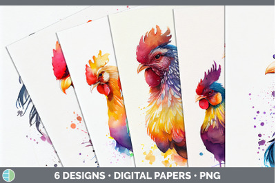 Rainbow Chicken Backgrounds | Digital Scrapbook Papers