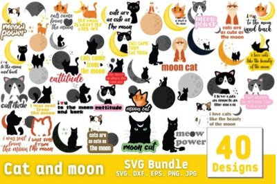 Cat &amp;amp; Moon SVG Bundle