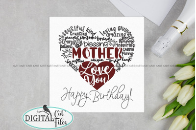 Personalised Mother Mom Birthday Card svg