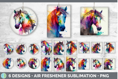 Rainbow Horse Air Freshener | Sublimation Designs Bundle