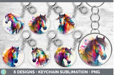 Rainbow Horse Keychain Bundle | Keyring Sublimation Designs