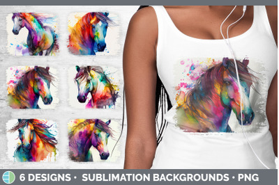 Rainbow Horse Distressed Sublimation Background Panel