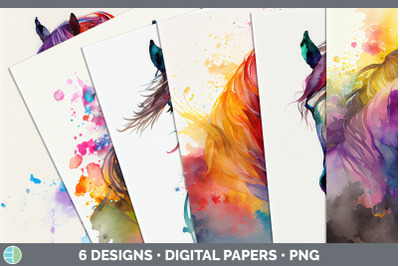 Rainbow Horse Backgrounds | Digital Scrapbook Papers