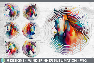 Rainbow Horse Wind Spinner | Sublimation Designs Bundle