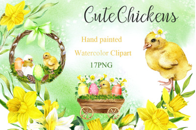Easter clipart Baby chicks. Easter Wreath