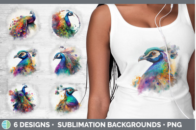 Rainbow Peacocks Background | Grunge Sublimation Backgrounds