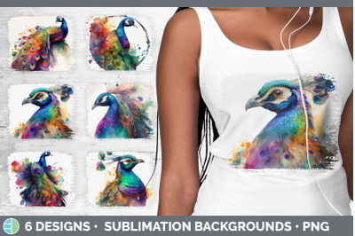 Rainbow Peacocks Distressed Sublimation Background Panel