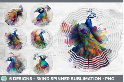 Rainbow Peacocks Wind Spinner | Sublimation Designs Bundle