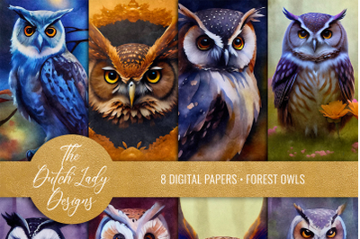 Mystic Forest Owl Digital Backgrounds