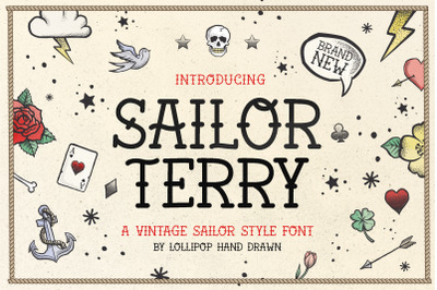 Sailor Terry Font (Sailor Fonts, Vintage Fonts, Retro Fonts)