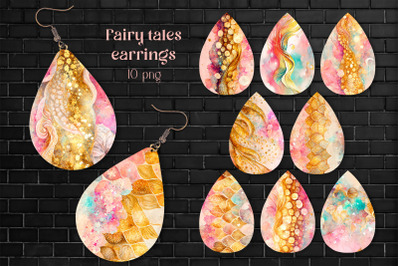 Mermaid tale earring sublimation bundle Fairy earrings design