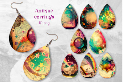 Vintage earring sublimation bundle Tear drop earrings design