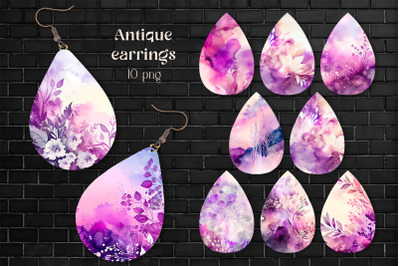 Floral earring sublimation Watercolor ink earrings template