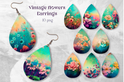 Vintage earring sublimation bundle Floral earrings design