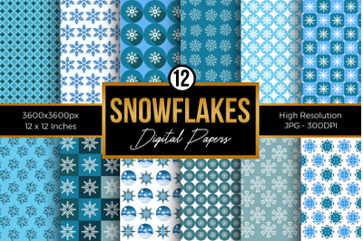 Winter Snowflakes Pattern Digital Papers