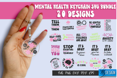 Mental Health SVG Keychain Bundle | Mental Health Awareness Quotes SVG