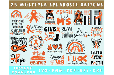 Multiple Sclerosis Awareness SVG Bundle, 25 Designs