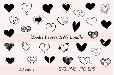 Doodle hearts SVG bundle
