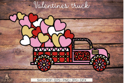 3d Truck with hearts Valentine truck svg