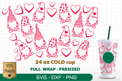 Valentine Day Gnomes Cup Wrap Svg