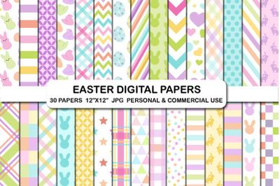 Easter digital papers, Easter bunny egg hunt candy paper set