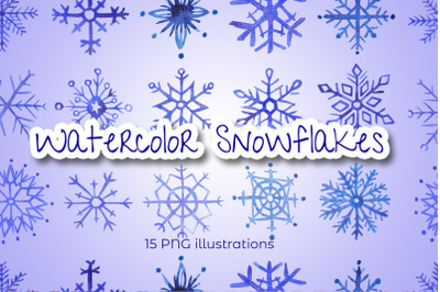 Watercolor Individual Snowflakes