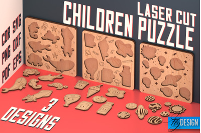 Children Puzzle Laser Cut SVG | Children Puzzle Game SVG Design | CNC