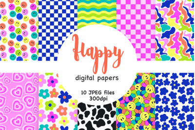 Hippie Digital Paper | Groovy Pattern