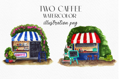 Watercolor cafe shop