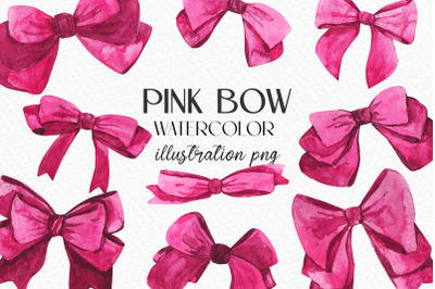 Watercolor clipart pink bows. Clipart