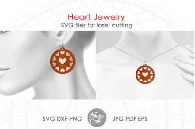 Heart earrings SVG laser cut files for earrings, faux leather earrings