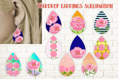 Teardrop earring sublimation | Flower earring sublimation